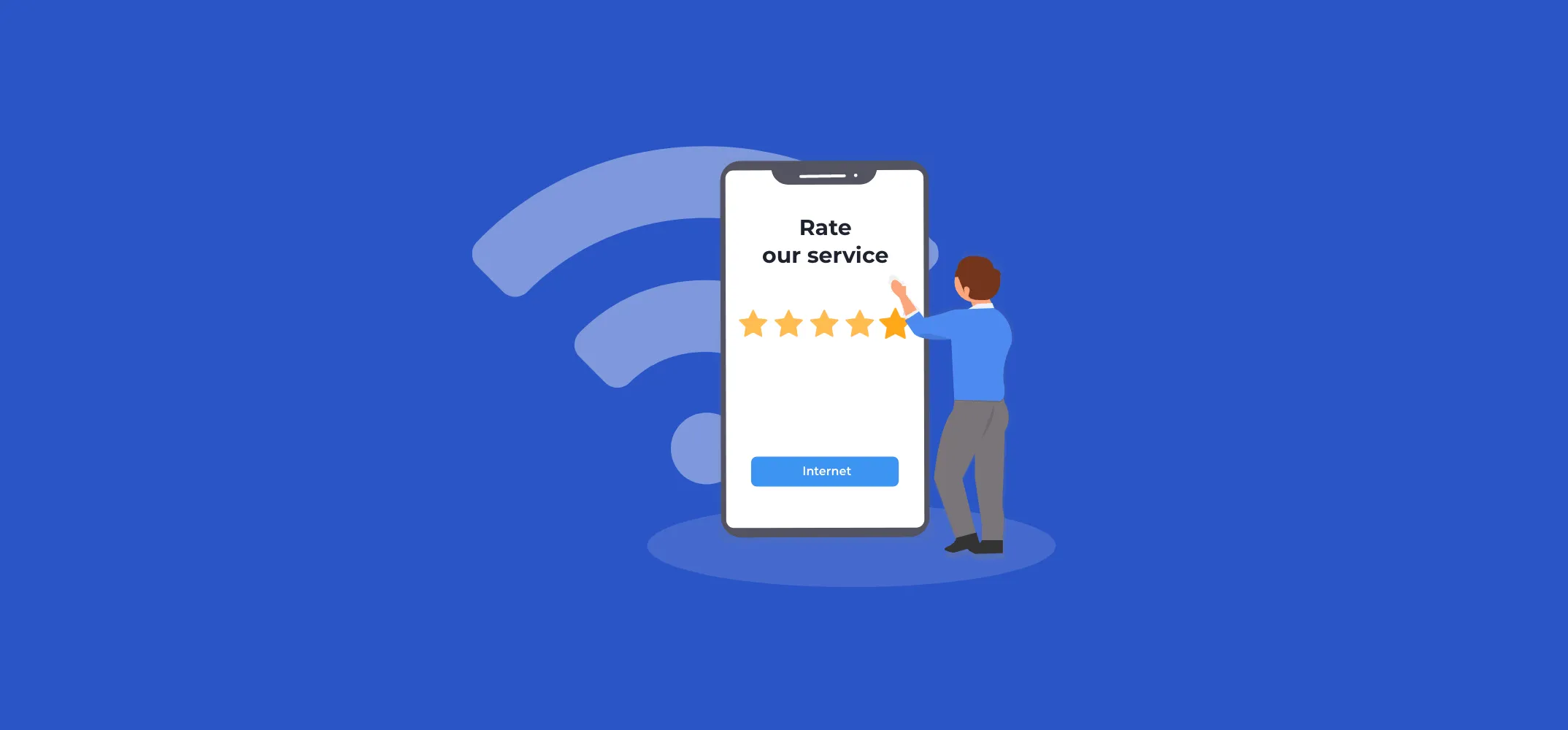 Посетитель взаимодействует с Wi-Fi рекламой для бизнеса